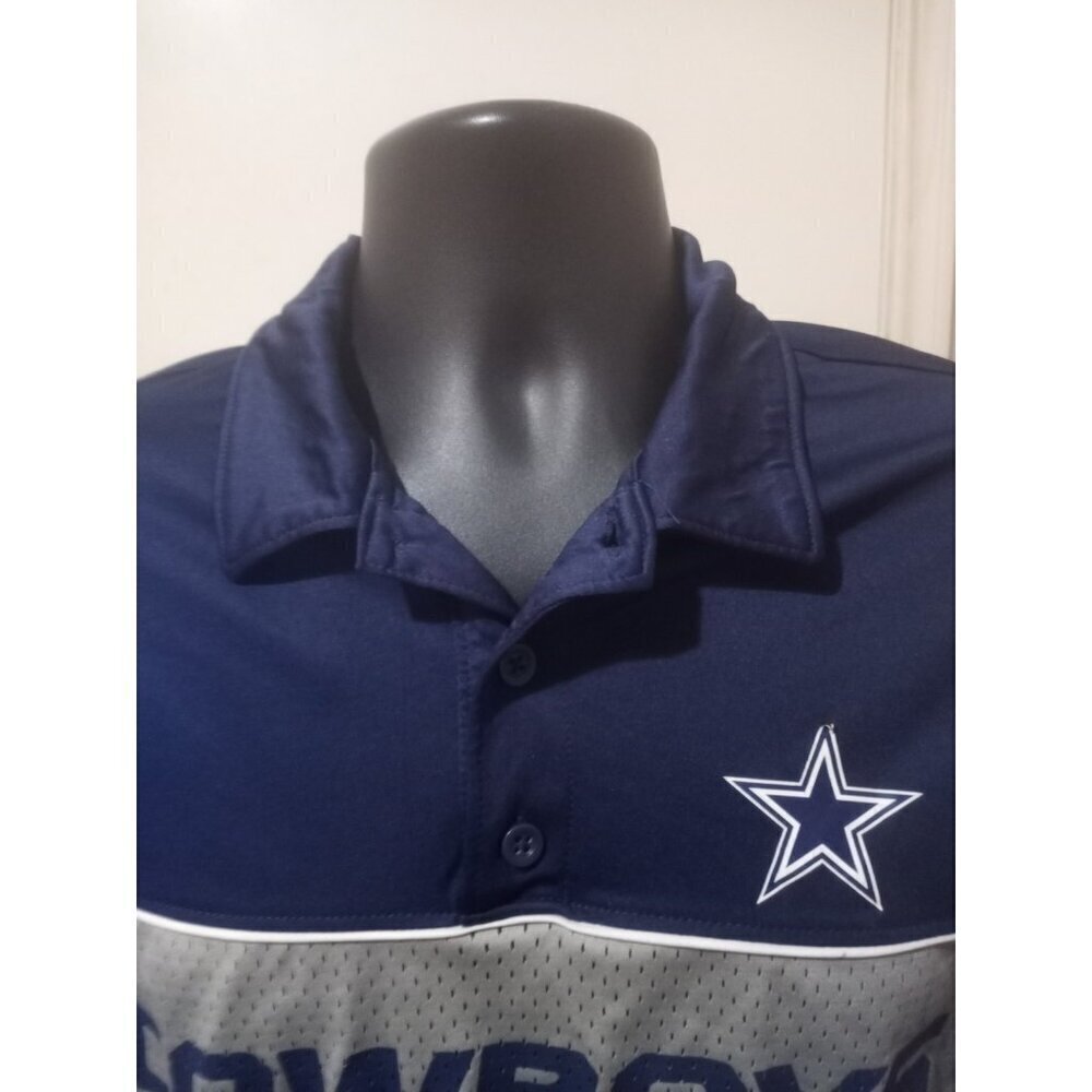 Dallas Cowboy's Shirt Team Apparel Mens Medium M Navy Logo Polo Short Sleeve - Picture 4 of 11